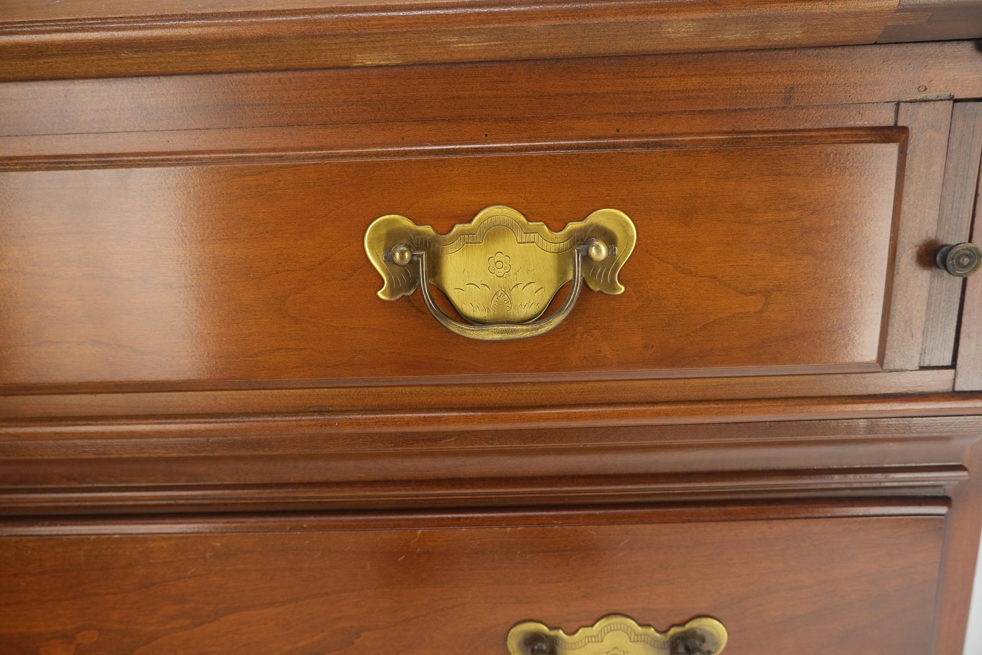 EstablishedLines American Solid Cherry 4 Drawers Drop Front Secretary Desk Solid Brass Pulls MINT