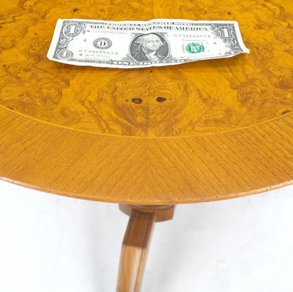 EstablishedLines Swedish Mid-Century Modern Burl Wood Tri Legged Side End Table Stand 1949 Mint!