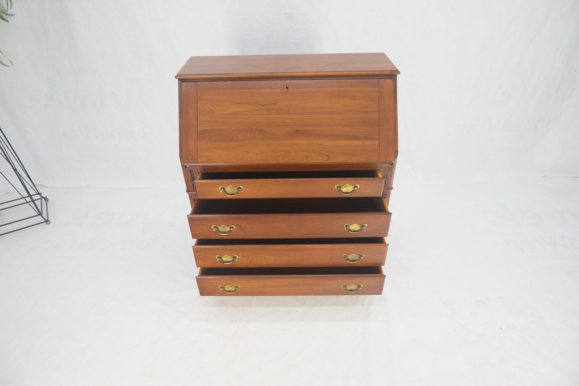 EstablishedLines American Solid Cherry 4 Drawers Drop Front Secretary Desk Solid Brass Pulls MINT
