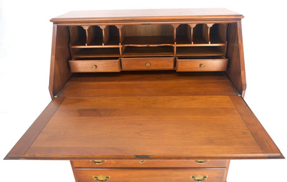 EstablishedLines American Solid Cherry 4 Drawers Drop Front Secretary Desk Solid Brass Pulls MINT