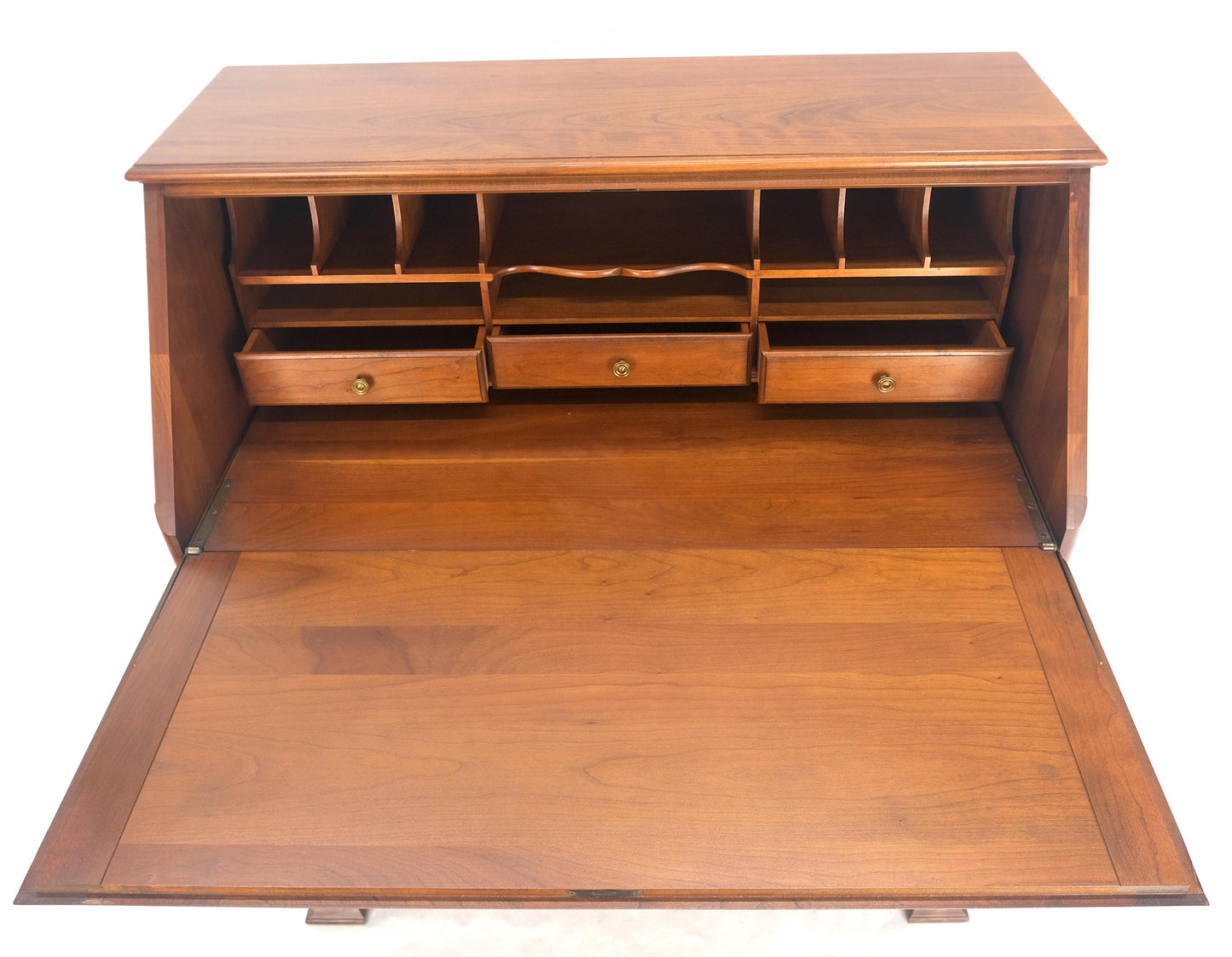 EstablishedLines American Solid Cherry 4 Drawers Drop Front Secretary Desk Solid Brass Pulls MINT