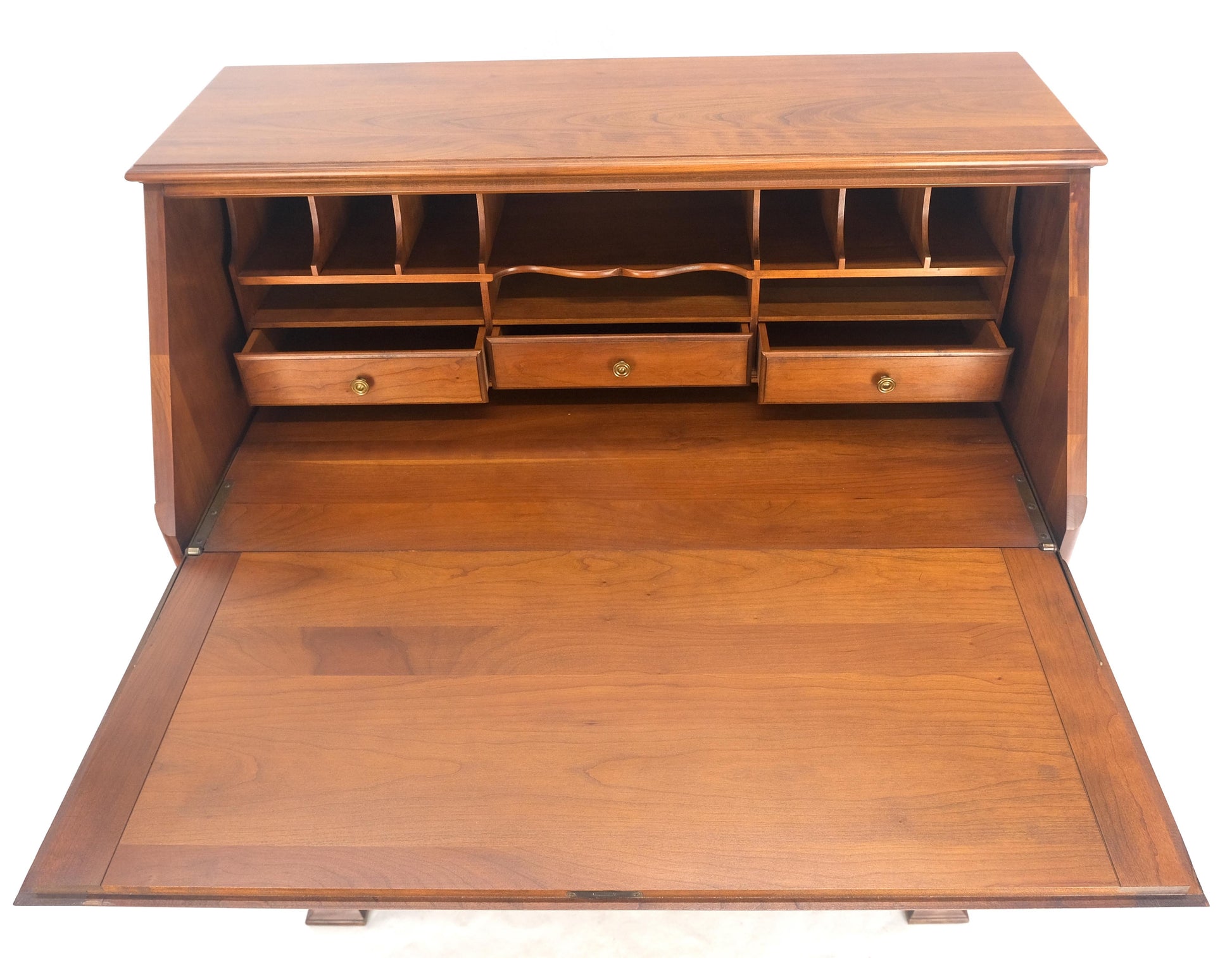 EstablishedLines American Solid Cherry 4 Drawers Drop Front Secretary Desk Solid Brass Pulls MINT