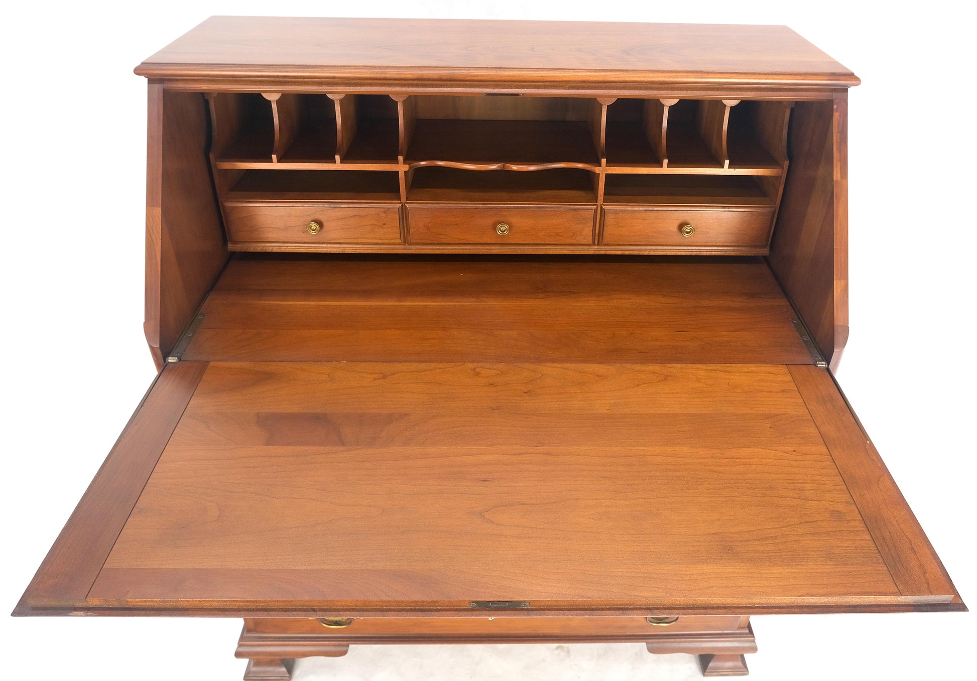 EstablishedLines American Solid Cherry 4 Drawers Drop Front Secretary Desk Solid Brass Pulls MINT