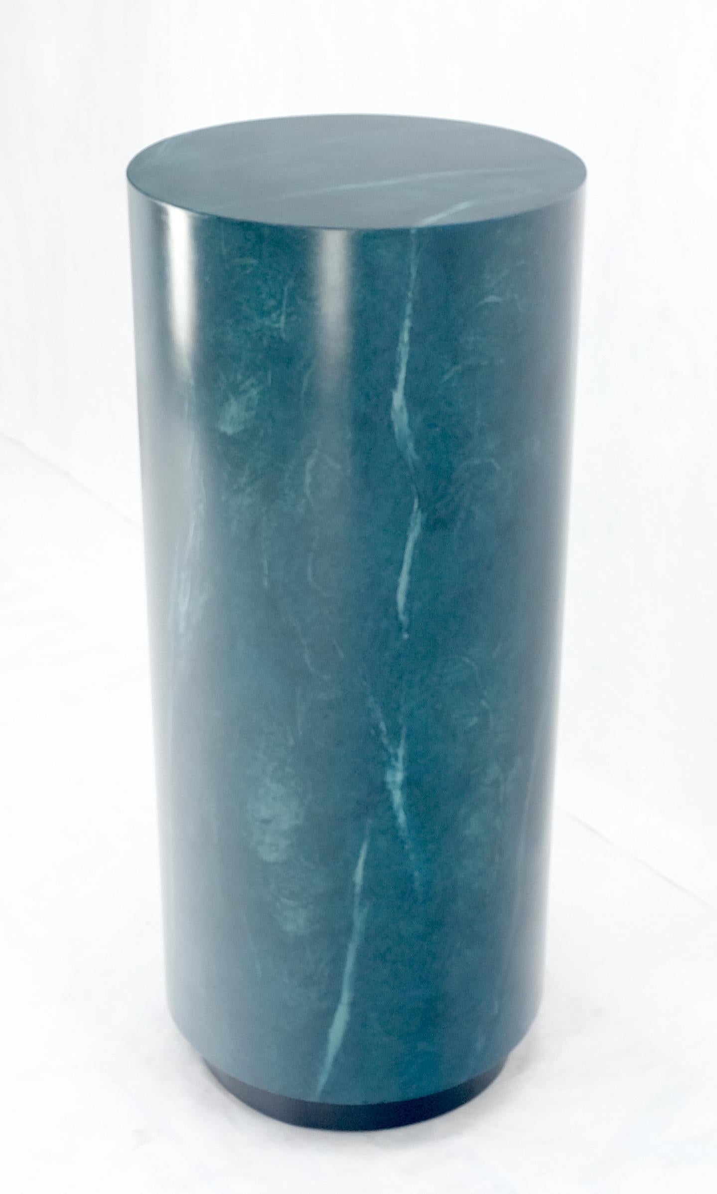 EstablishedLines Large 18" in Diameter 42" Tall Faux Green Marble Pedestal Stand Black Base MINT!