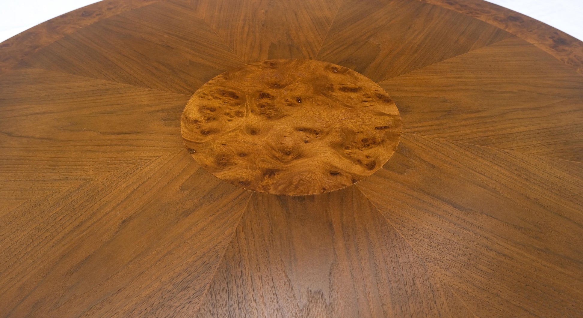 EstablishedLines Round Burl Wood Adjustable Height Single Pedestal Base Dining-Coffee Table MINT!