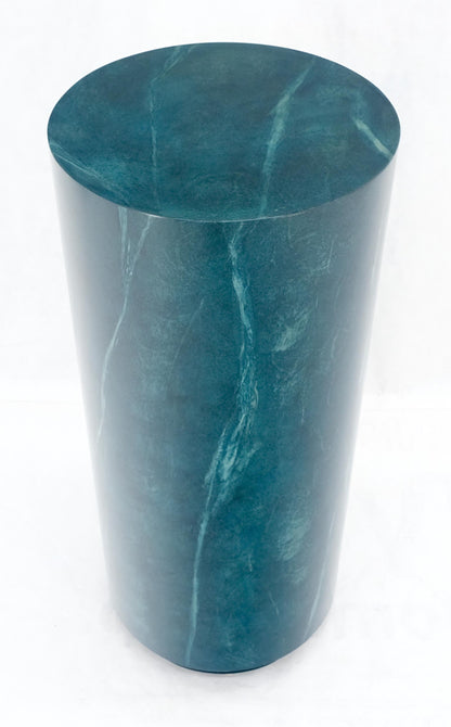 EstablishedLines Large 18" in Diameter 42" Tall Faux Green Marble Pedestal Stand Black Base MINT!