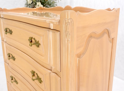 Carved Pickled Beige to White Solid Cherry Raised Panels Brass Hardware Gallery
