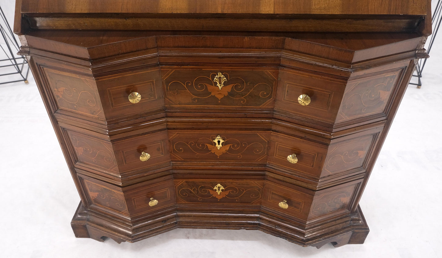 Antique Biedermeier Style Inlay Drop Front Secretary Desk 3 Drawers Dresser NICE
