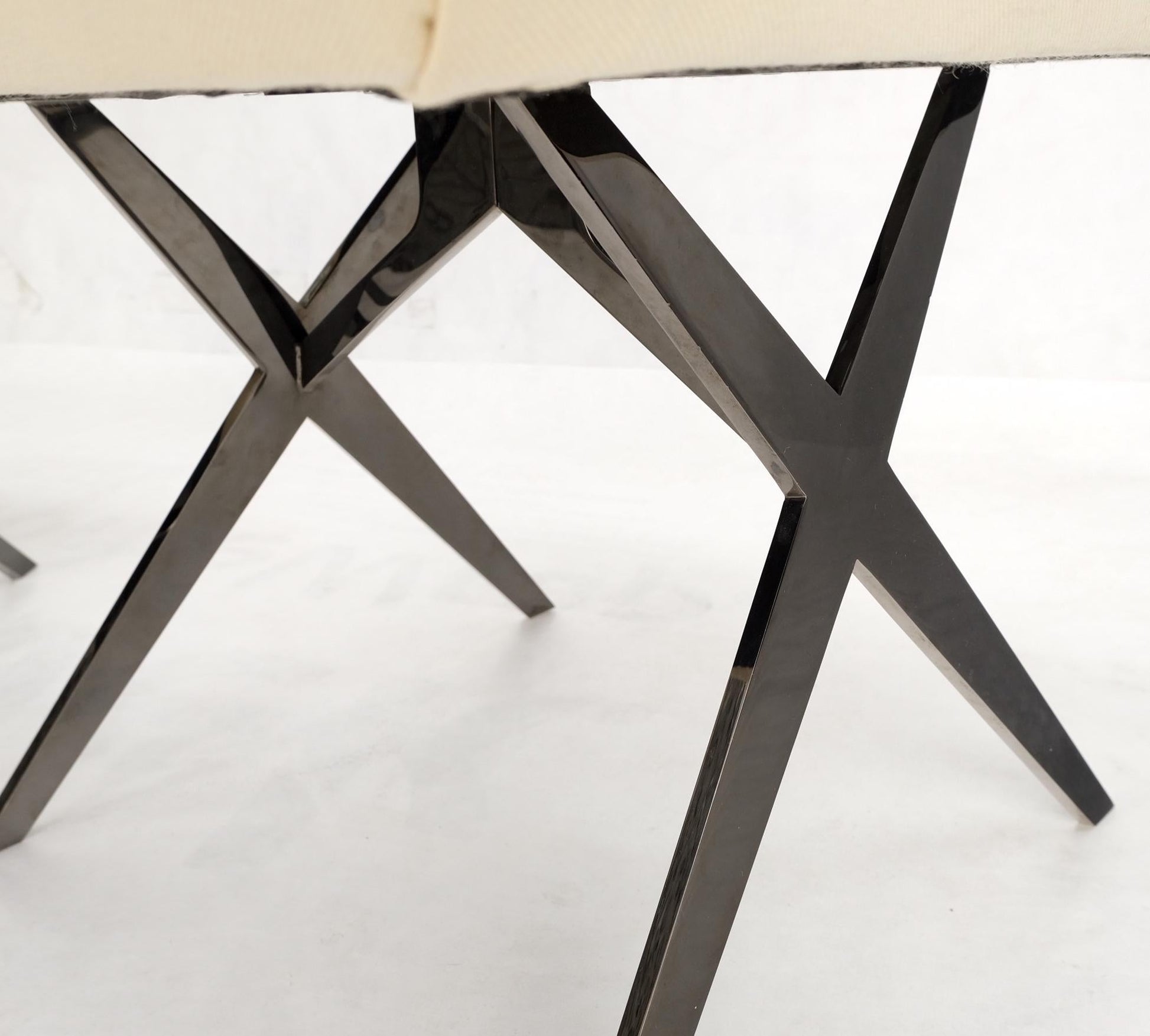 EstablishedLines Pair of Smoked Chrome X Shape Square Benches Ottomans Stools