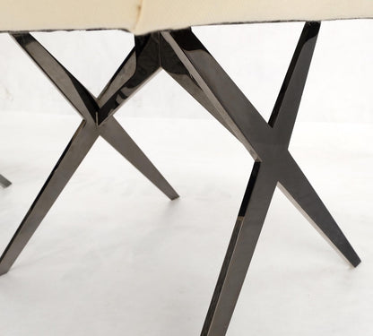EstablishedLines Pair of Smoked Chrome X Shape Square Benches Ottomans Stools