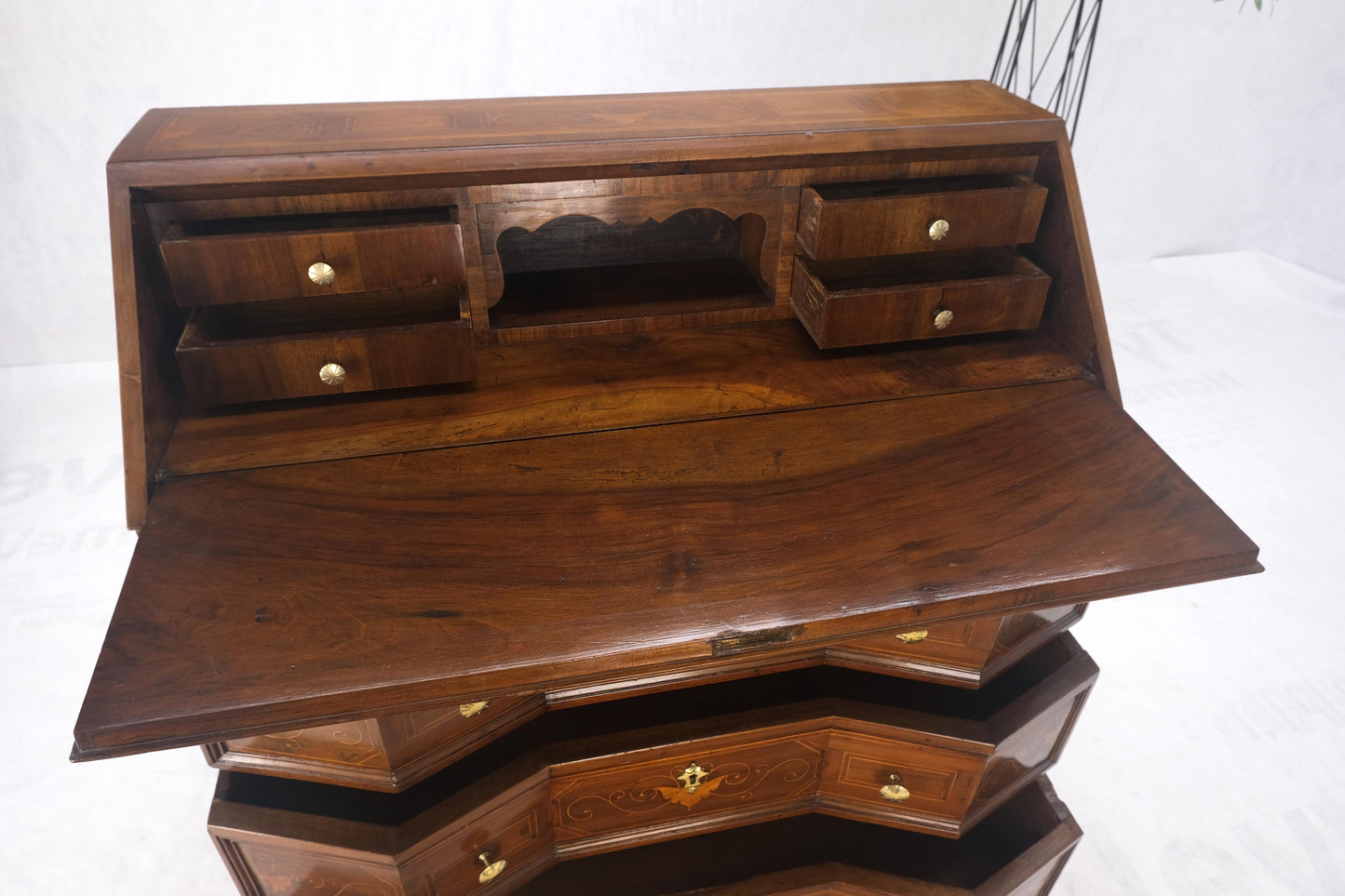 Antique Biedermeier Style Inlay Drop Front Secretary Desk 3 Drawers Dresser NICE