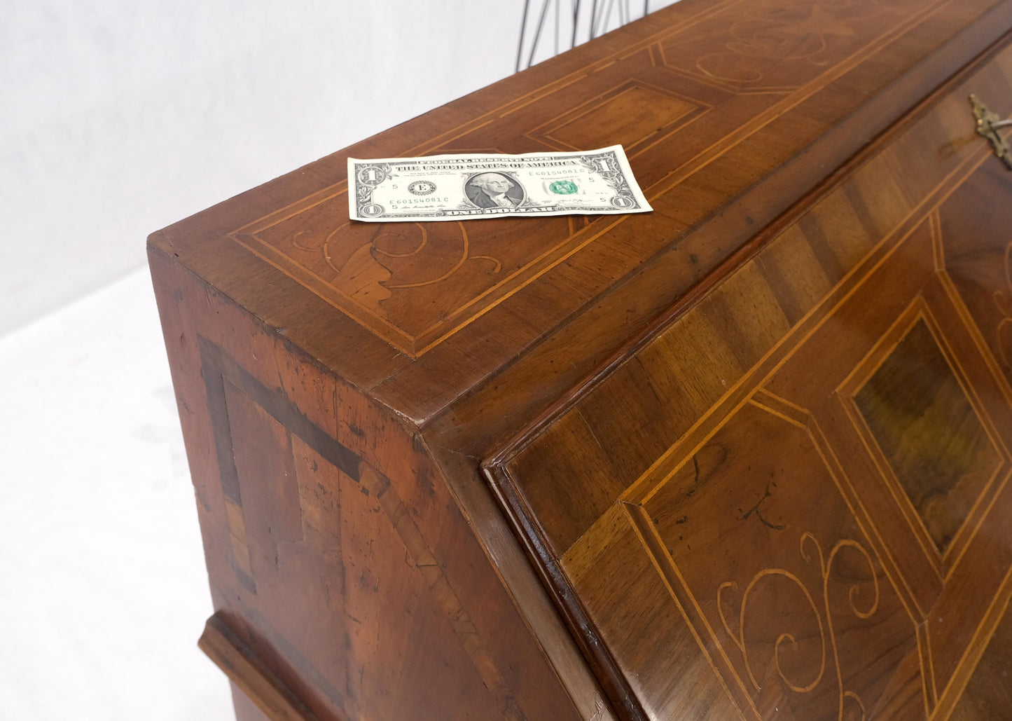 Antique Biedermeier Style Inlay Drop Front Secretary Desk 3 Drawers Dresser NICE