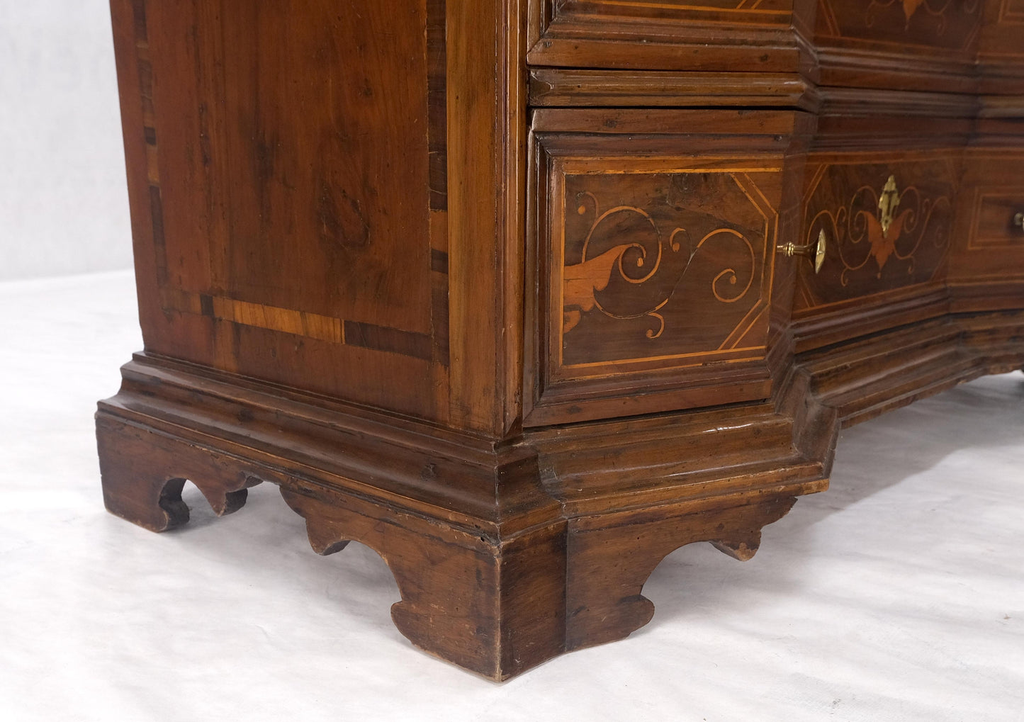 Antique Biedermeier Style Inlay Drop Front Secretary Desk 3 Drawers Dresser NICE