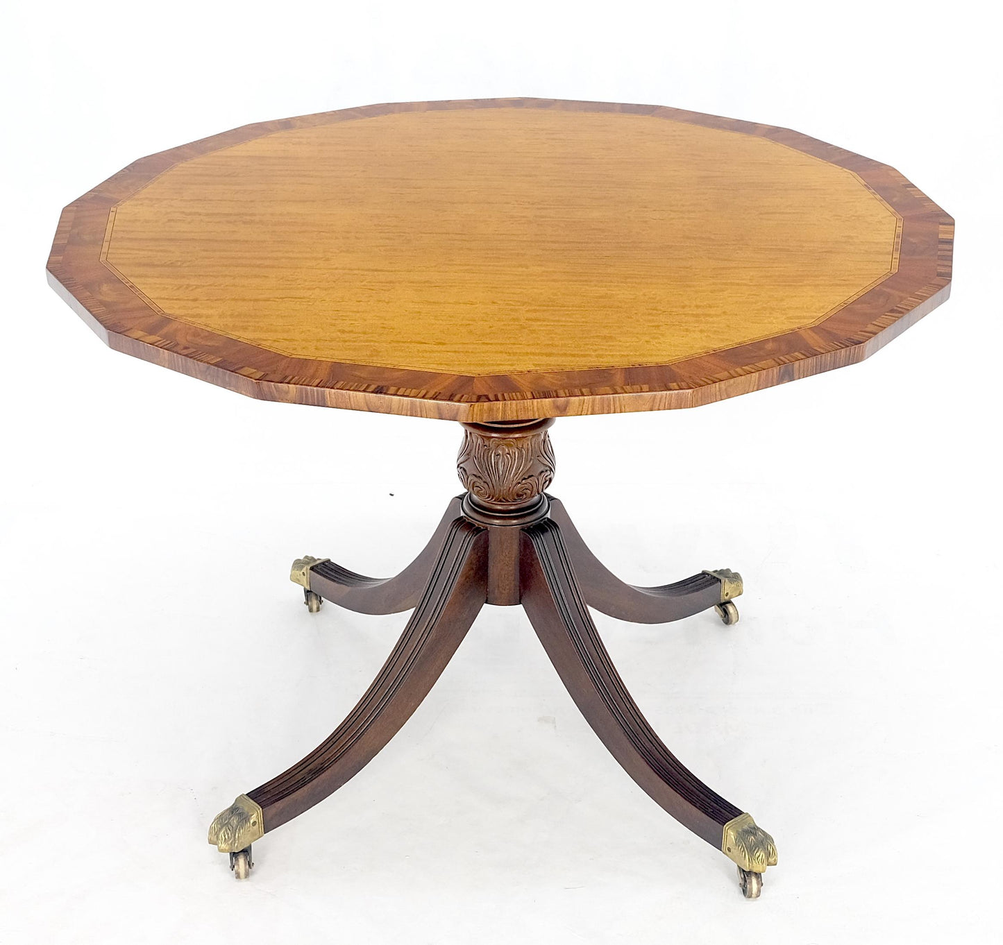 Tilt Top Mahogany Banded Rosewood Round Breakfast Table Single Pedestal Base