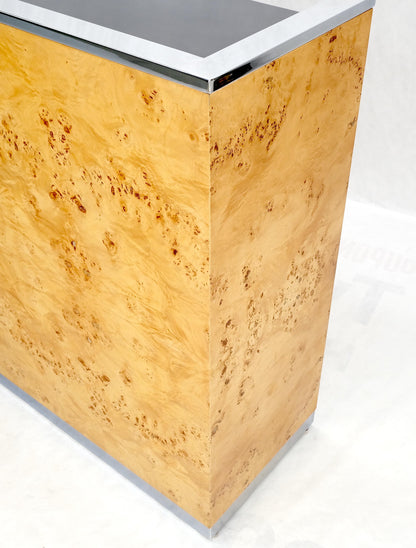 EstablishedLines Milo Baughman Decor Burl Walnut & Chrome Mid-Century Modern Liquor Serving Bar