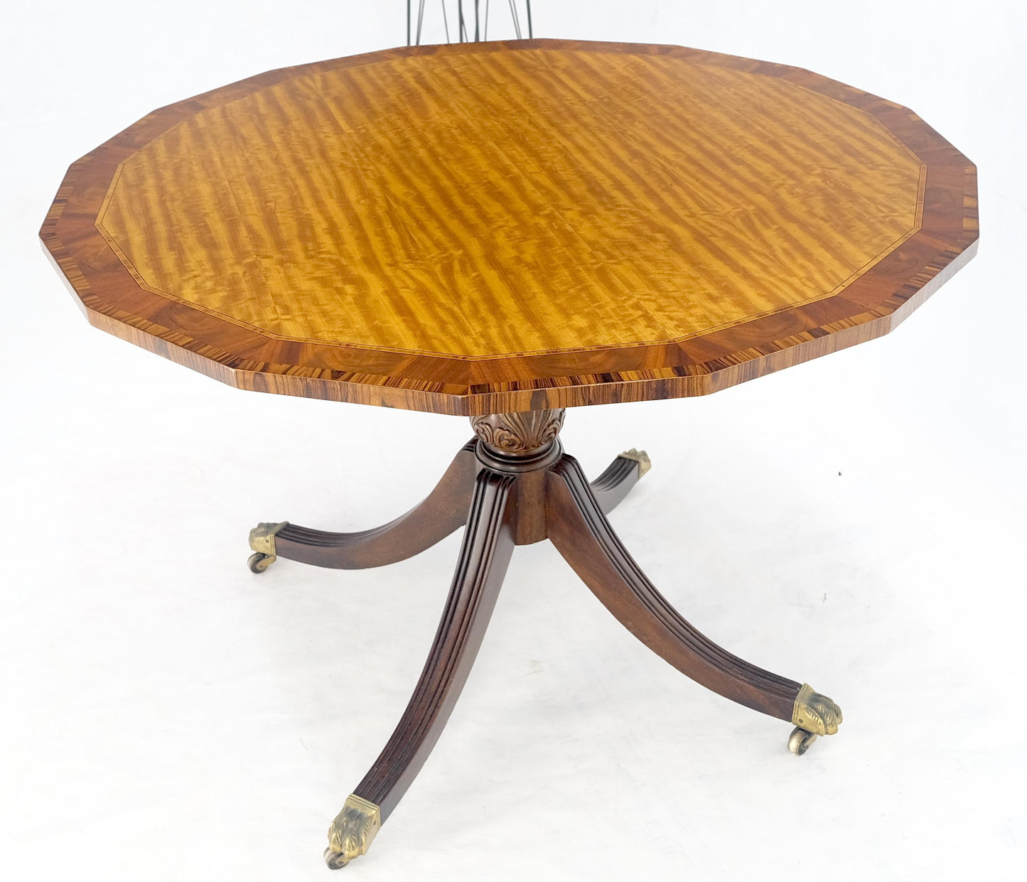 Tilt Top Mahogany Banded Rosewood Round Breakfast Table Single Pedestal Base