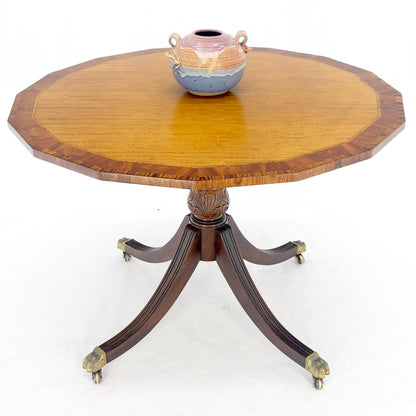 Tilt Top Mahogany Banded Rosewood Round Breakfast Table Single Pedestal Base