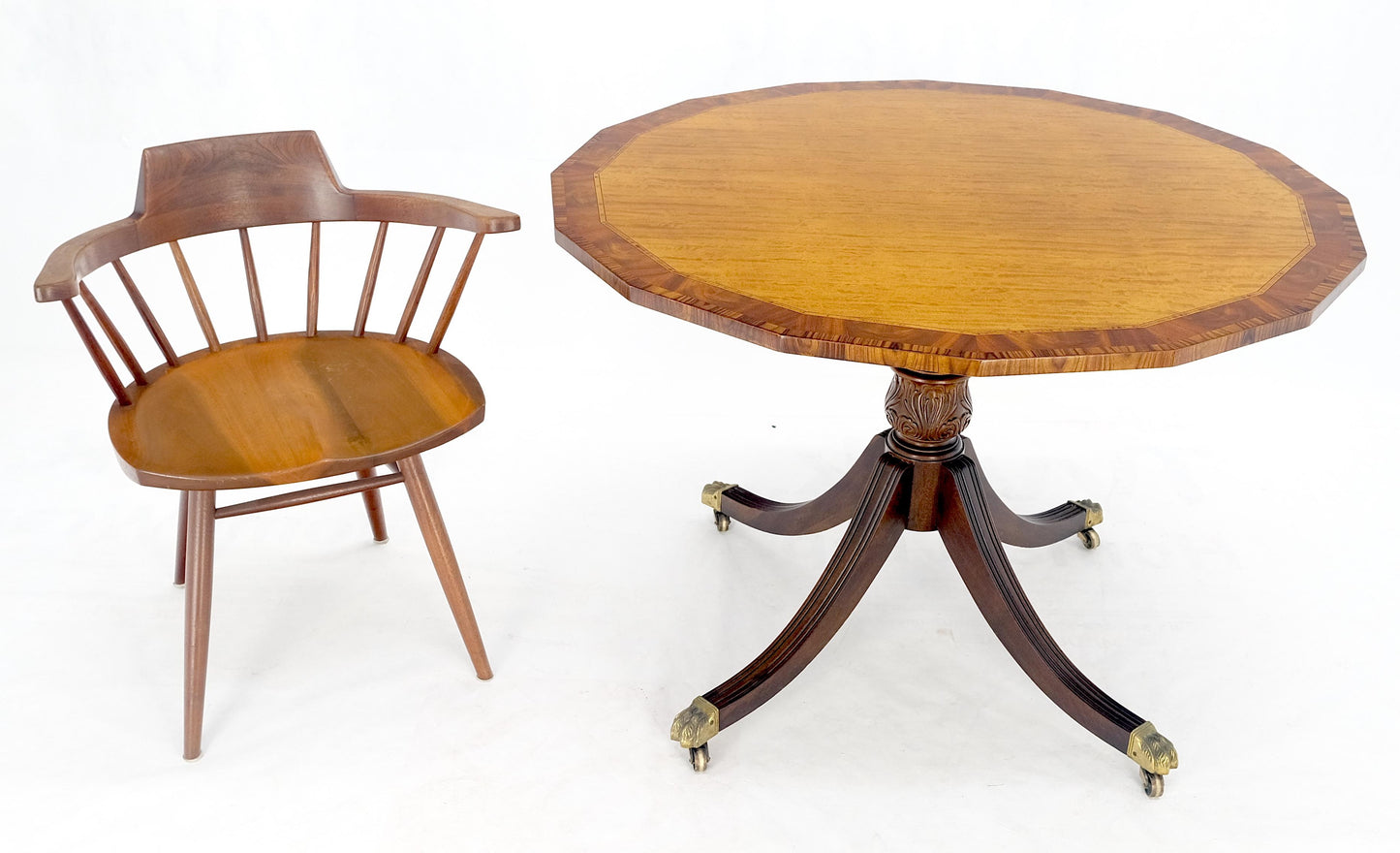 Tilt Top Mahogany Banded Rosewood Round Breakfast Table Single Pedestal Base