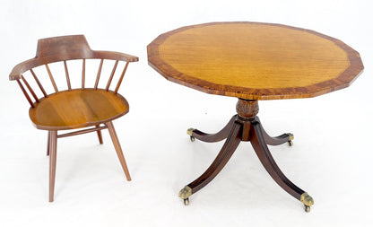 Tilt Top Mahogany Banded Rosewood Round Breakfast Table Single Pedestal Base