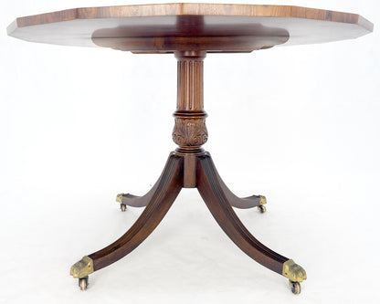 Tilt Top Mahogany Banded Rosewood Round Breakfast Table Single Pedestal Base