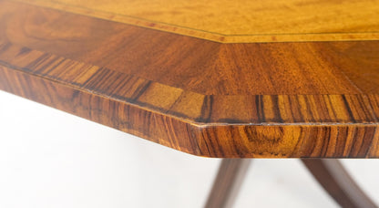 Tilt Top Mahogany Banded Rosewood Round Breakfast Table Single Pedestal Base