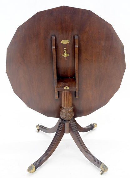 Tilt Top Mahogany Banded Rosewood Round Breakfast Table Single Pedestal Base