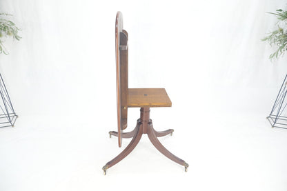 Tilt Top Banded Mahogany Carved Base on Brass Wheels Dining Breakfast Table MINT