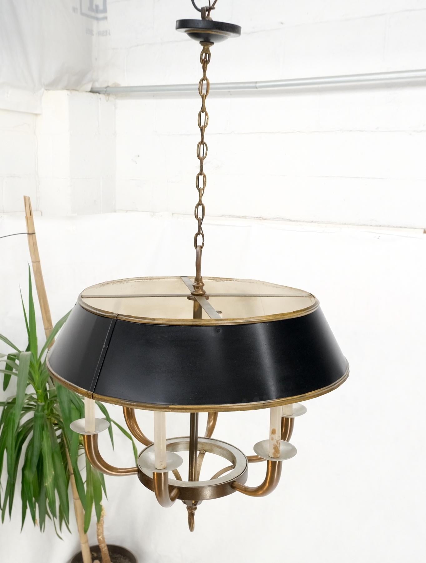 EstablishedLines Solid Brass 6 "Candles" Chapman Ceiling Light Fixture Chandelier Mid Century