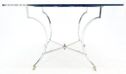 EstablishedLines Chrome & Brass Hoof Feet Base Smoked Glass Top Square Game Dinette Table Italy
