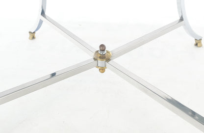 EstablishedLines Chrome & Brass Hoof Feet Base Smoked Glass Top Square Game Dinette Table Italy