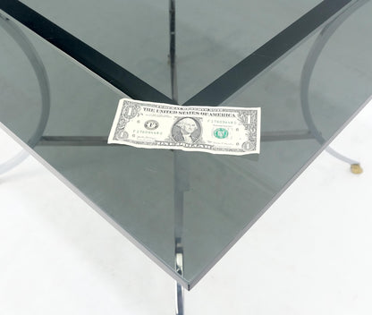 EstablishedLines Chrome & Brass Hoof Feet Base Smoked Glass Top Square Game Dinette Table Italy