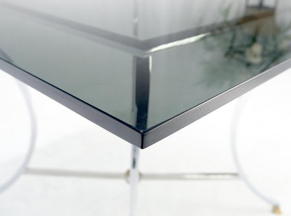 EstablishedLines Chrome & Brass Hoof Feet Base Smoked Glass Top Square Game Dinette Table Italy