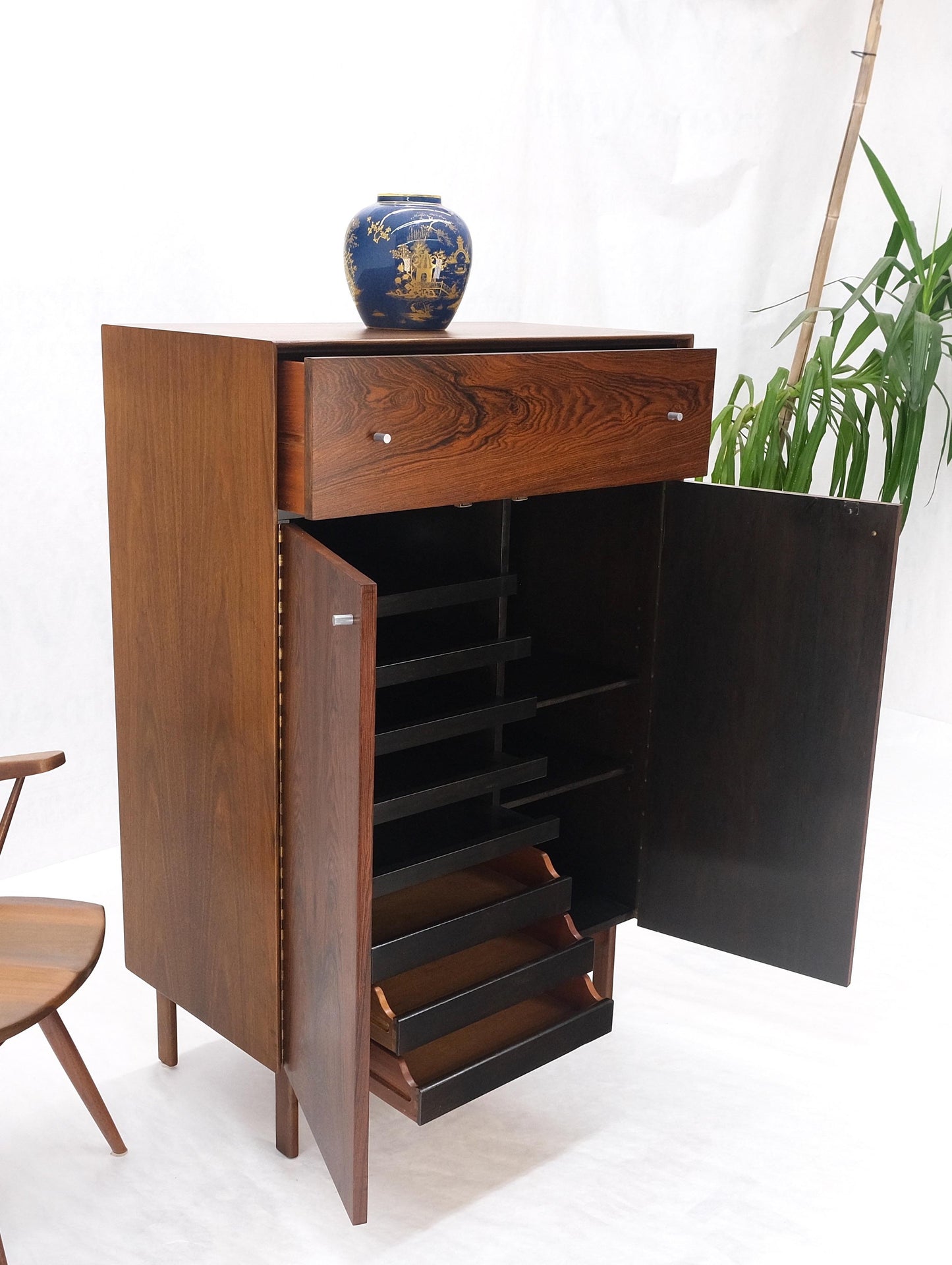 EstablishedLines Danish Mid Century Modern Rosewood Two Door 9 Drawers Chest Dresser Credenza