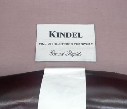 EstablishedLines Kindel Burgundy Leather Upholstery Carved Mahogany Legs Wingback Chair & Ottoman