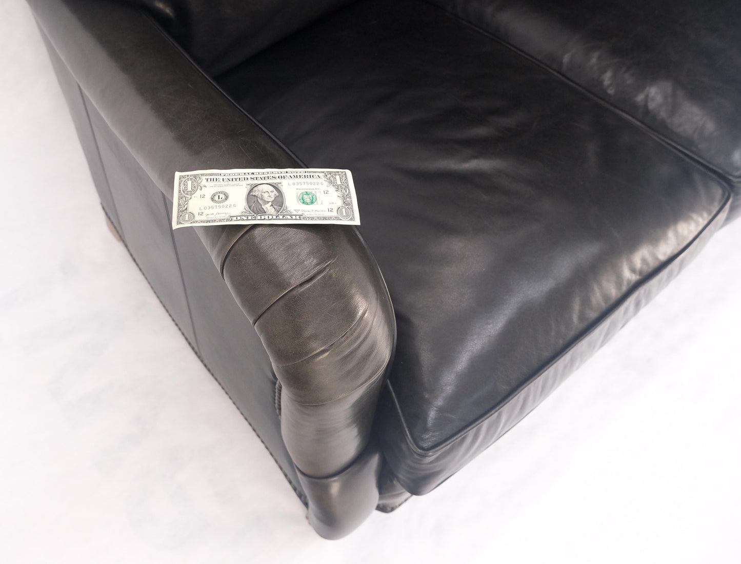 EstablishedLines Madrid Hartwell Black Leather Sofa by Wesley Hall MINT!