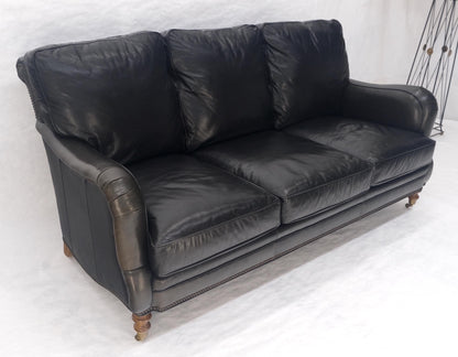 EstablishedLines Madrid Hartwell Black Leather Sofa by Wesley Hall MINT!