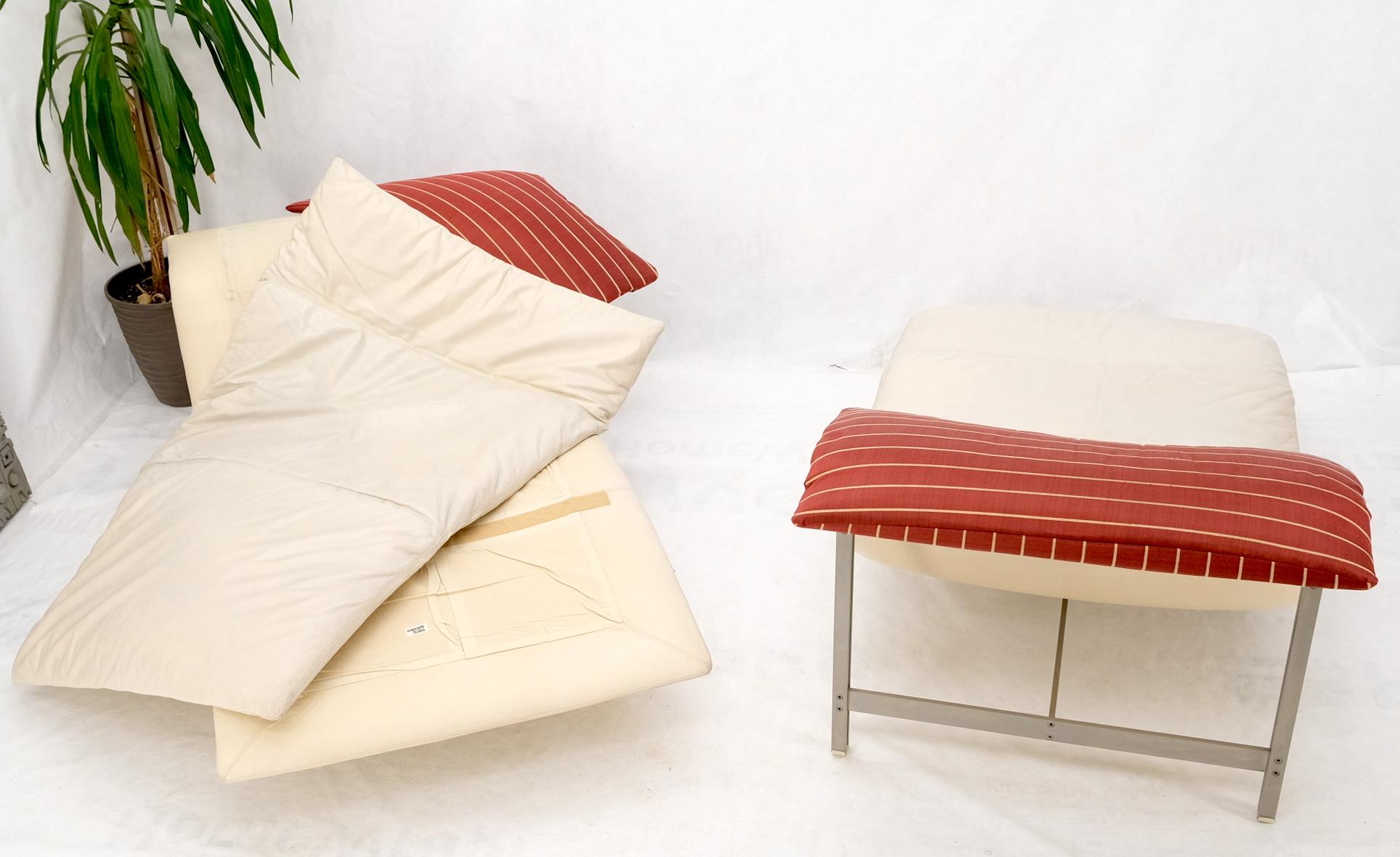 EstablishedLines Pair of Sapority Italian Mid Century Modern Leather Chaise Lounges