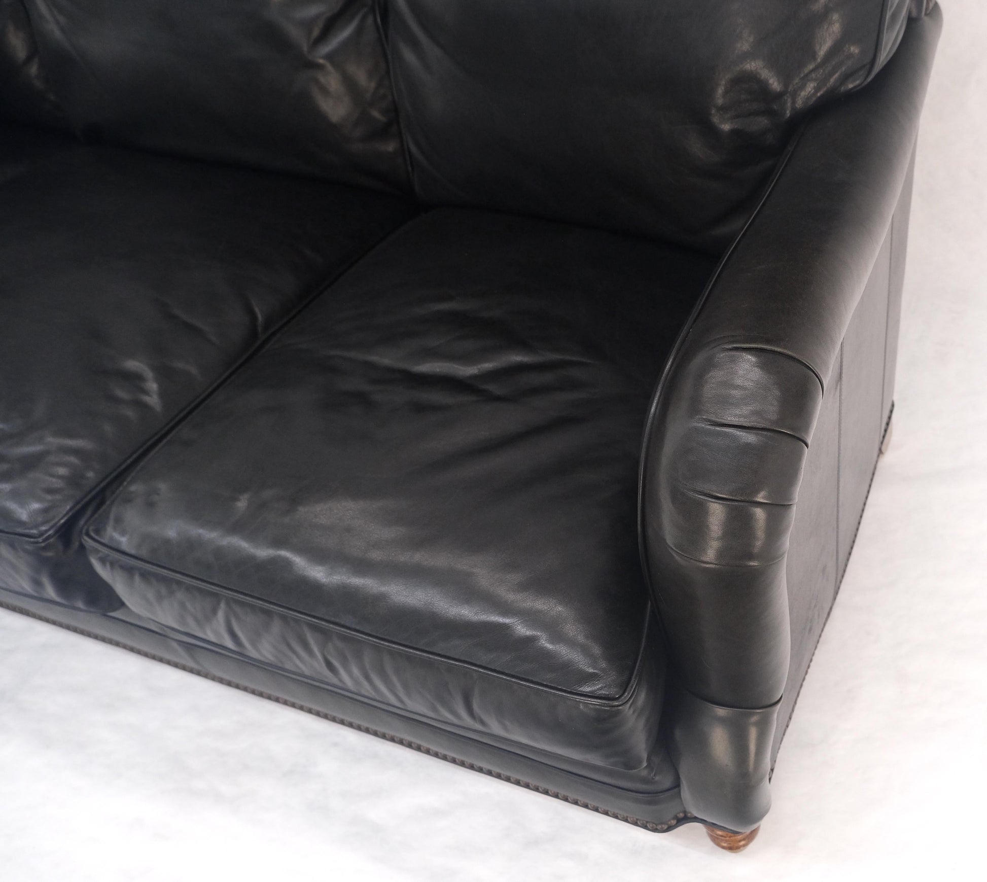 EstablishedLines Madrid Hartwell Black Leather Sofa by Wesley Hall MINT!