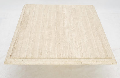 EstablishedLines Large 42" Square Single Pedestal Base Italian Mid Century Travertine Table MINT!