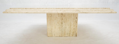 EstablishedLines Large 42" Square Single Pedestal Base Italian Mid Century Travertine Table MINT!