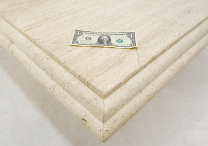 EstablishedLines Large 42" Square Single Pedestal Base Italian Mid Century Travertine Table MINT!