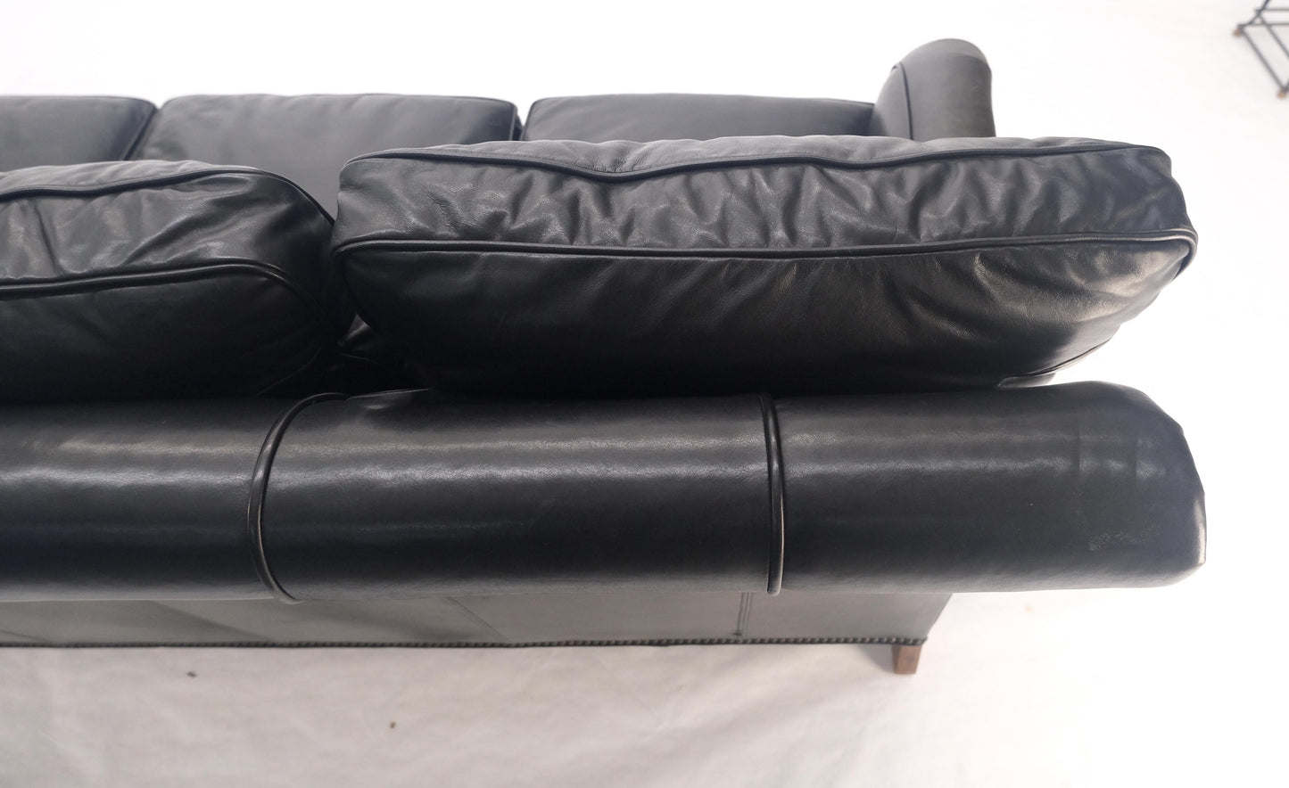 EstablishedLines Madrid Hartwell Black Leather Sofa by Wesley Hall MINT!