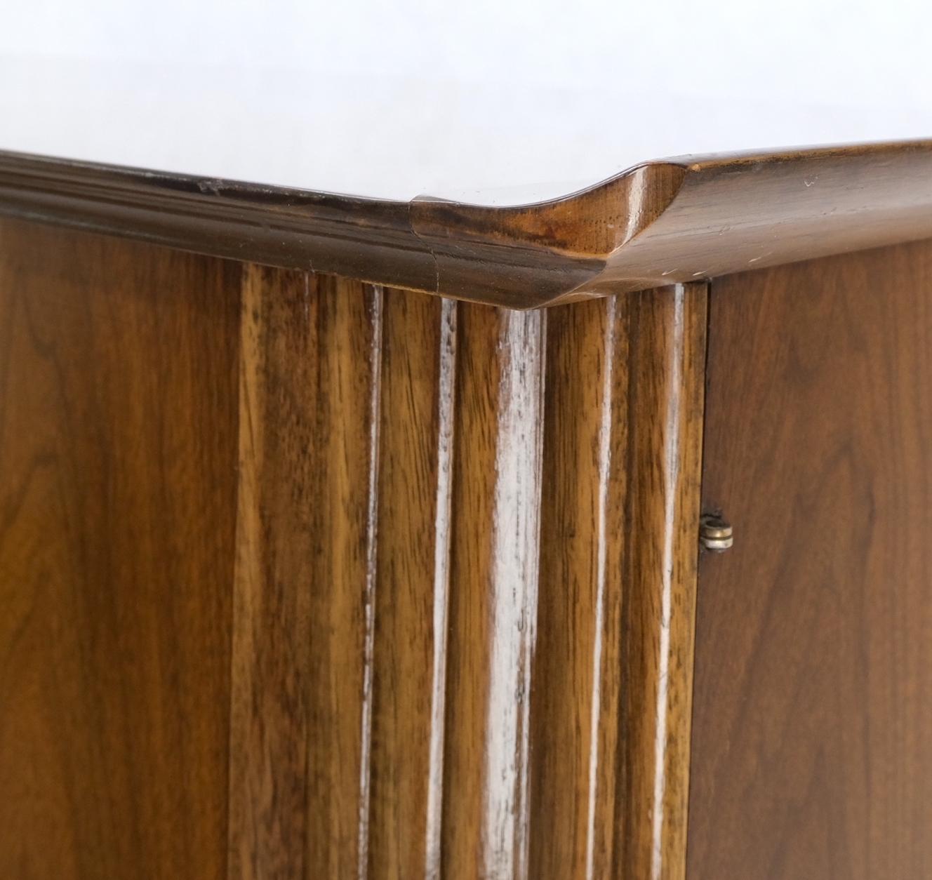 EstablishedLines American Walnut long Dresser w/ Rolled Edges Curved Front Dresser Brass Pulls