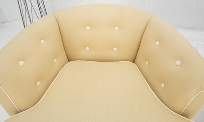 EstablishedLines Pair of New Linen Upholstery Round Swivel Tub Barrel Back Chairs Baughman MINT!