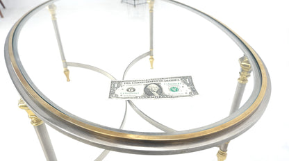 EstablishedLines Mid Century Hollywood Regency Italian Oval Glass top Brass & Chrome Coffee Table