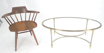 EstablishedLines Mid Century Hollywood Regency Italian Oval Glass top Brass & Chrome Coffee Table