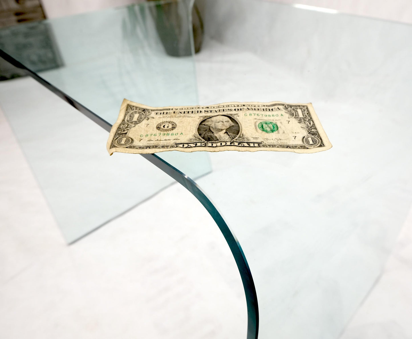 EstablishedLines Italian Mid-Century Modern Bent Glass End Table Stand