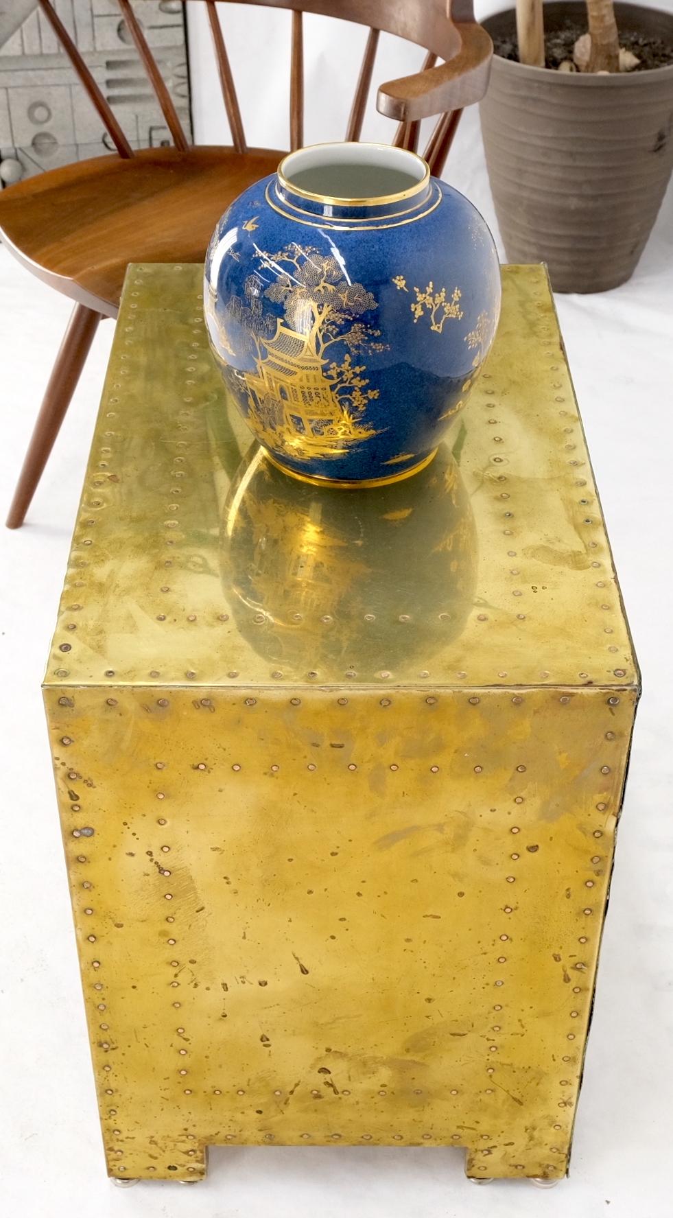EstablishedLines Sarreid Hollywood Regency Campaign Brass Clad Compact Chest of 3 Drawers Stand