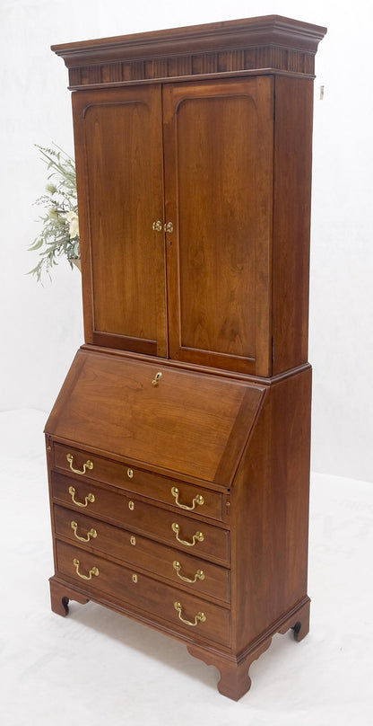 Solid Cherry Multi Compartment Drop Front Secretary Desk w/ Drawer File Cabinet