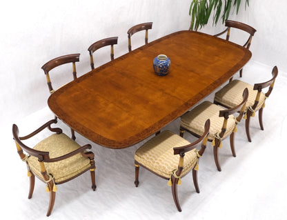 EstablishedLines Single Pedestal One Leaf Oval Banded Dining Table 8 Regency Chairs Set MINT!